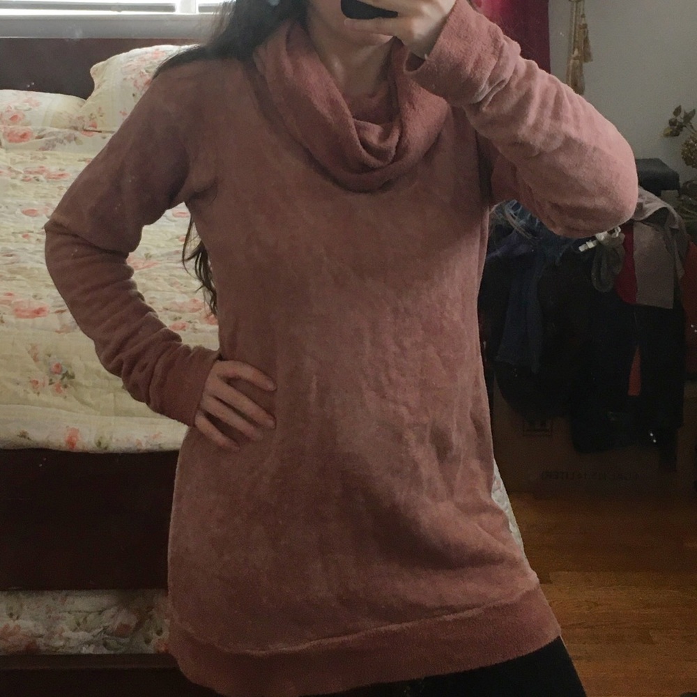 One of a Kind Organic Cotton and Hemp Cowl Neck Dress - Warm, Plant Dyed